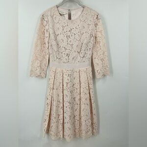 Ted Baker 0 Ameeya pink lace 3/4 sleeve 0944 dress XS blush